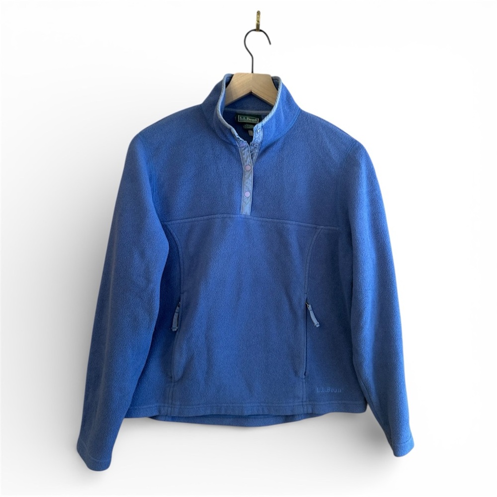 L.L. Bean Light Periwinkle Fleece 1/4 Snap Pullover Women’s Medium Athleisure